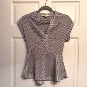 Gray and white striped blouse